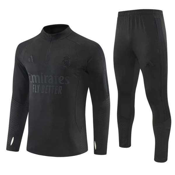 Real Madrid Tréninková Souprava s Mikinou na 1/4 Zip 2026/27 Černá Real Madrid Tréninková Souprava s Mikinou na 1/4 Zip 2026/27 Černá