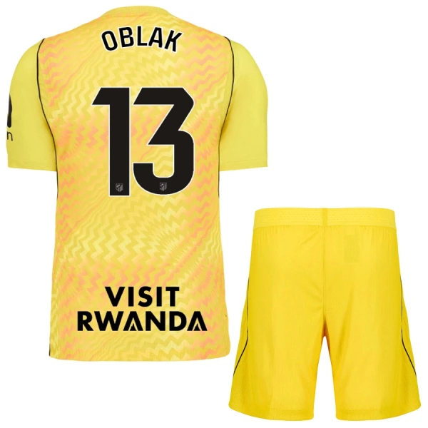 Atlético Madrid Jan Oblak 13 Dětský Brankářské Dres 2026/27 Žlutá Atlético Madrid Jan Oblak 13 Dětský Brankářské Dres 2026/27 Žlutá